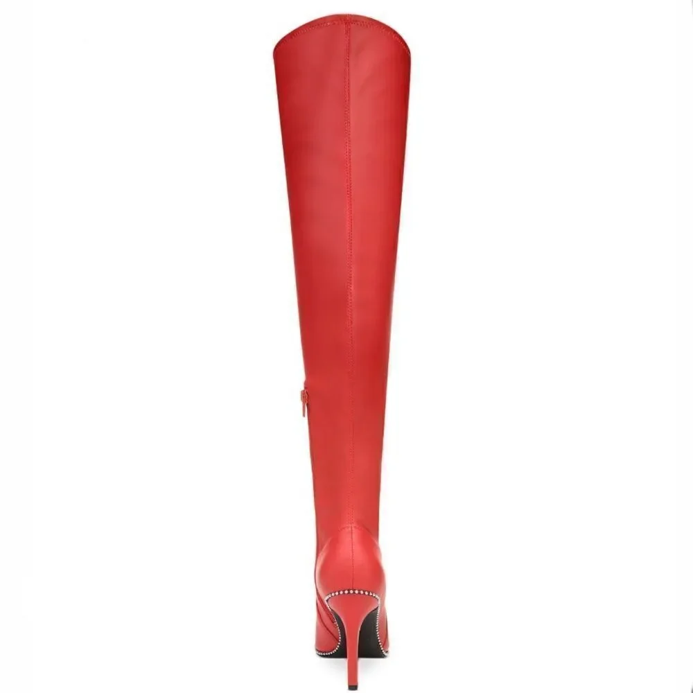 NWT BAR III 6.5/8.5/9/9.5  Millie Over the Knee Red Pu Leather High Heels Boots